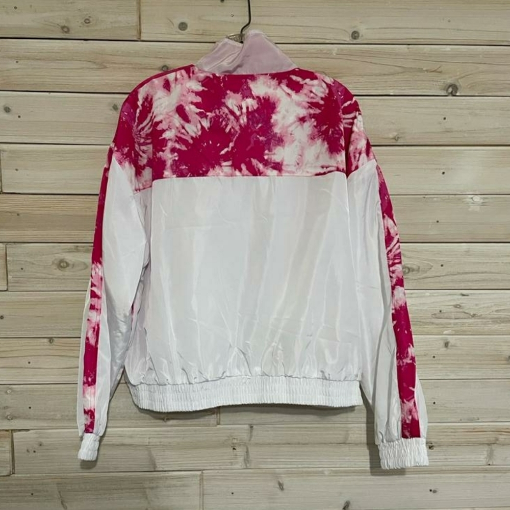 Women’s White & Pink Tie-Dye Windbreaker Jacket - Picture 2 of 3